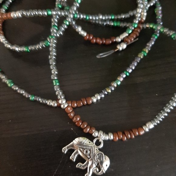 NWT Handmade Waist Bead with  'Elephant' charm up to 52" waist/ hip - Picture 5 of 6